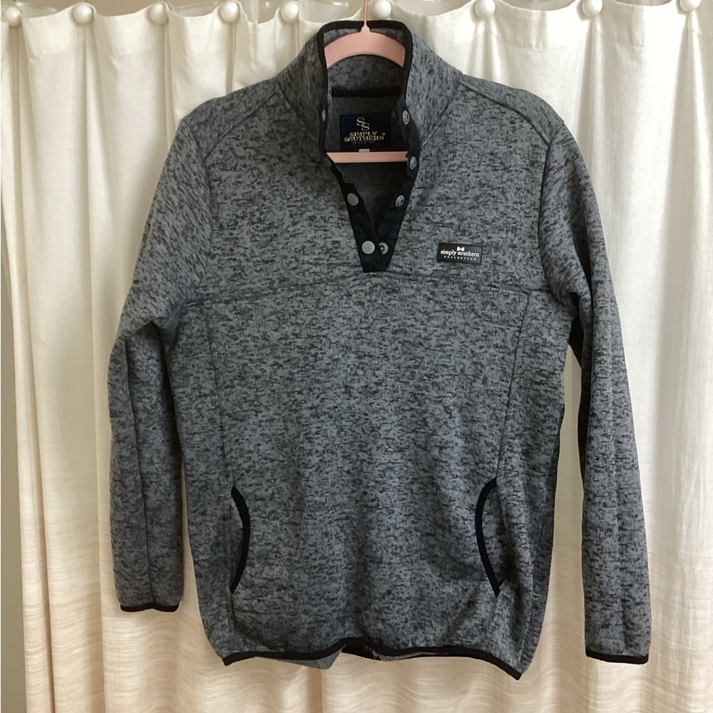 Simply Southern Gray Zip Up Sweater Casual Medium-Weight